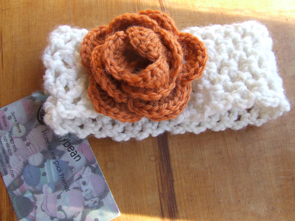 orange crochet rose headband